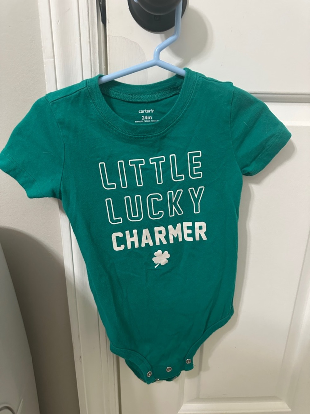 Carter's st Patrick’s theme Kelly Green Baby Onesie with White Lettering